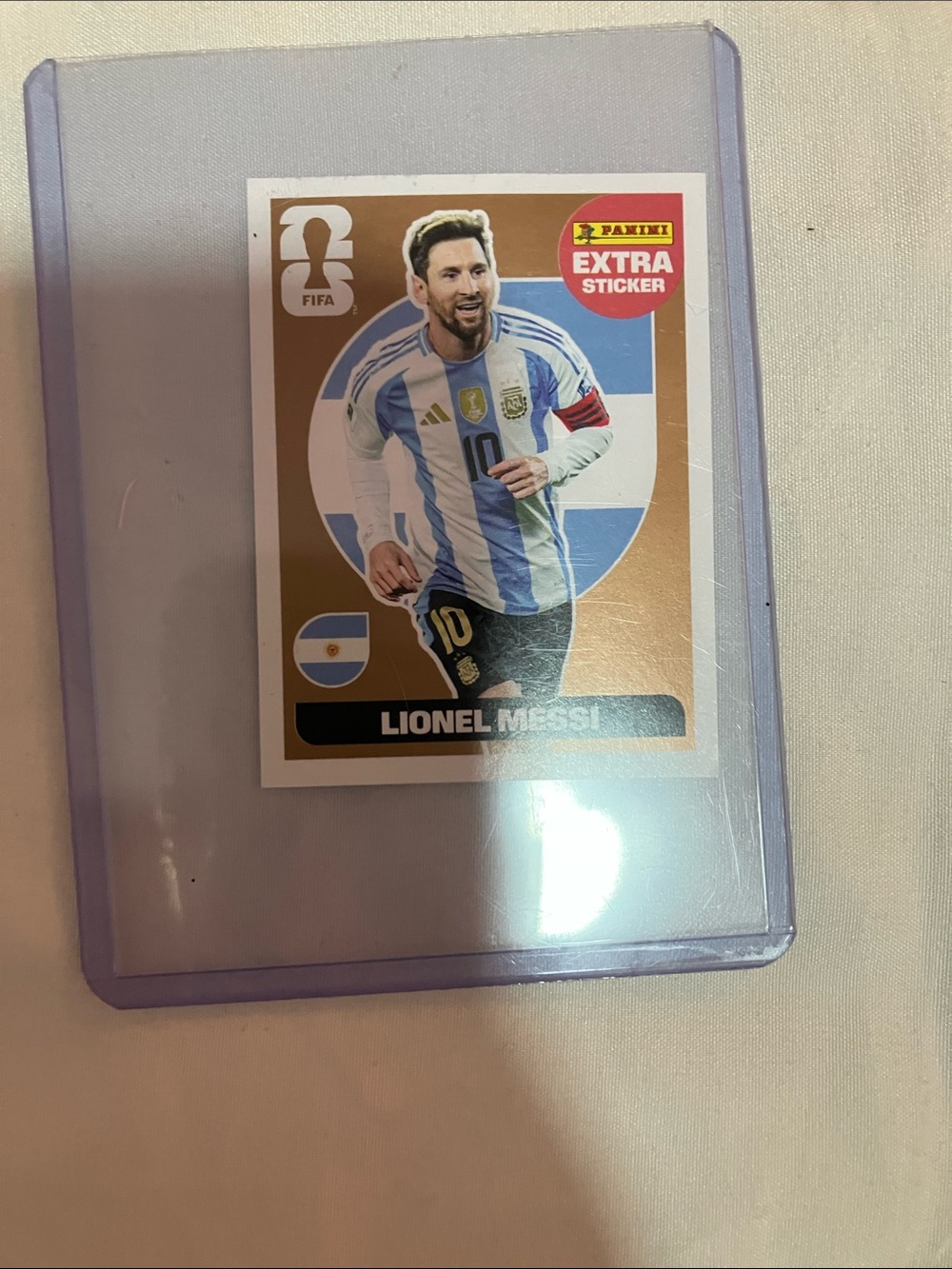 Panini Lionel Messi Sticker - Light Blue, White, Gold Accents